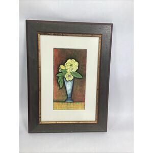 Floral Watercolor Painting - Flower In A Vase - Framed - 18x13”